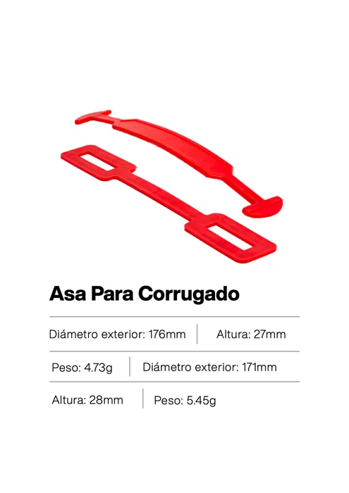 Asa corrugada de plástico – pieza ergonómica y resistente para facilitar el agarre y transporte de objetos o envases