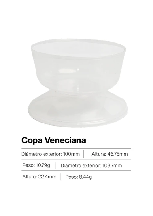Copa veneciana de plástico – diseño elegante y translúcido ideal para celebraciones, vinos o brindis especiales
