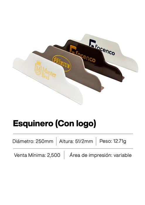 Esquinero plástico personalizable con serigrafía – accesorio ideal para proteger muebles y promocionar tu marca con logotipo impreso
