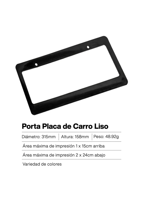 Porta placa liso para carro – marco plástico resistente para proteger y asegurar la matrícula vehicular con diseño discreto