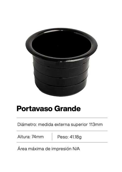 Porta vaso grande de plástico negro – soporte resistente y elegante para mantener bebidas seguras en mesas, autos o muebles
