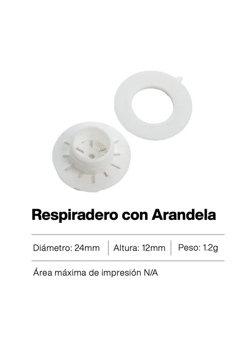 Respiradero plástico con arandela – accesorio funcional para ventilación en contenedores, cajas o estructuras cerradas