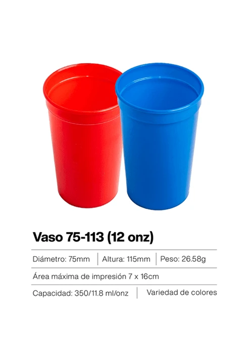 Vaso plástico de color fabricado en Guatemala por inyección plástica, resistente y reutilizable, ideal para uso doméstico o institucional