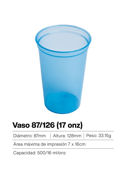 Vaso transparente de 17 onzas de plástico colorido – diseño moderno ideal para bebidas frías