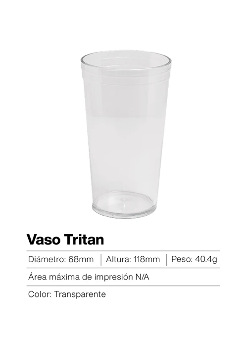 Vaso Tritan de color natural y material transparente – resistente, libre de BPA y apto para bebidas frías o calientes