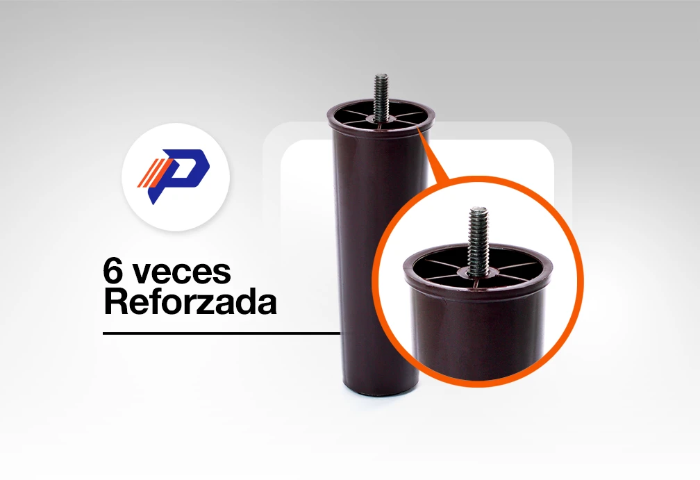Pata plástica con seis refuerzos para muebles de sala o dormitorio hecha con plástico de inyección en Guatemala