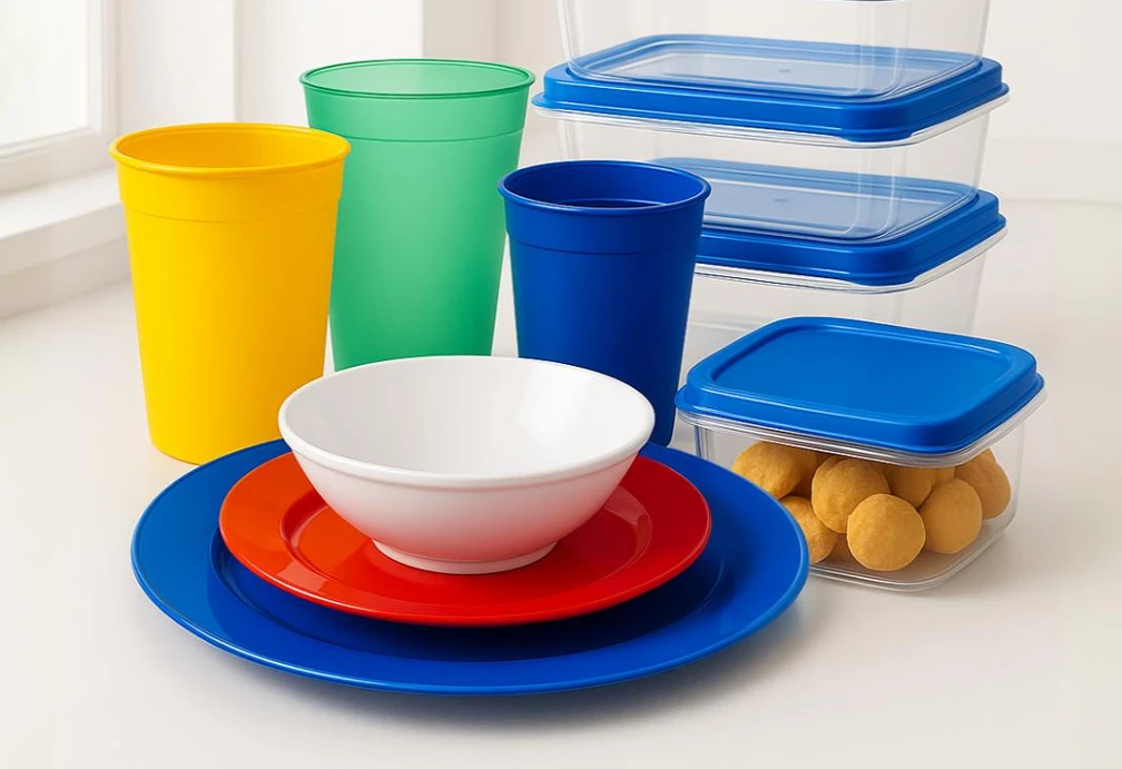 Imagen ilustrativa de la línea de productos de alimentos – variedad de envases, utensilios y soluciones plásticas para el manejo y presentación de alimentos